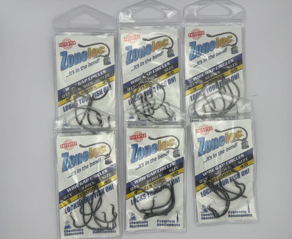 (lot of 6) Zoneloc Wide Gap Circle Hooks 4/0 5 pack